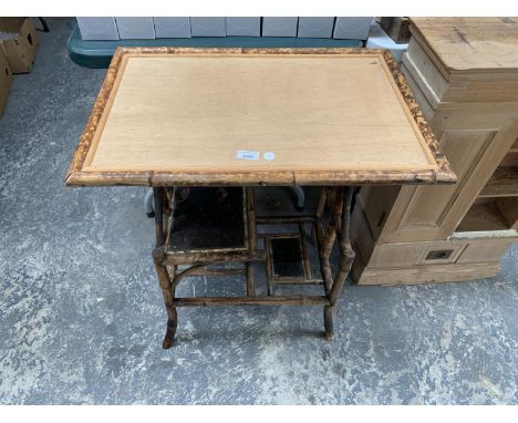 A VINTAGE BAMBOO SIDE TABLE WITH LOWER SHELF 