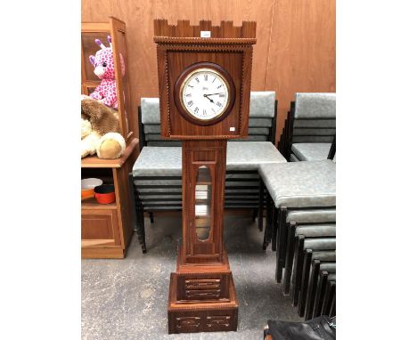 A MODERN WOODEN CASED 'ABBEY' LONG CASE CLOCK WITH FOUR STORAGE DRAWERS 