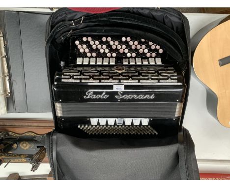A ' PAOLO SOPRANI ' FIVE ROW CHROMATIC BUTTON ACCORDION , WITH DIGITAL MIDI INTERFACE BUILT IN AND 120 BASS EQUALIZER, 12 TRE