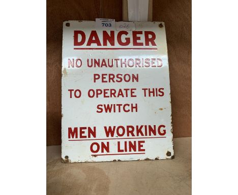 A VINTAGE ENAMEL 'DANGER' SIGN 