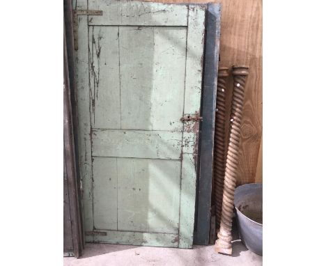A PAIR OF WOODEN GATES EACH GATE 180CM X 89CM 