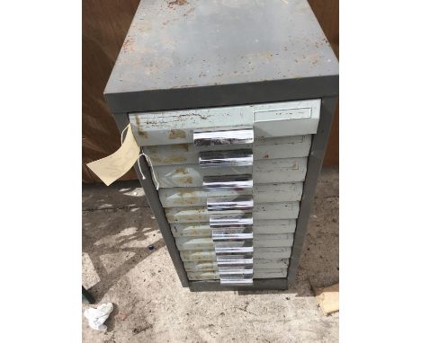 A VINTAGE TEN DRAWER FILING CABINET 