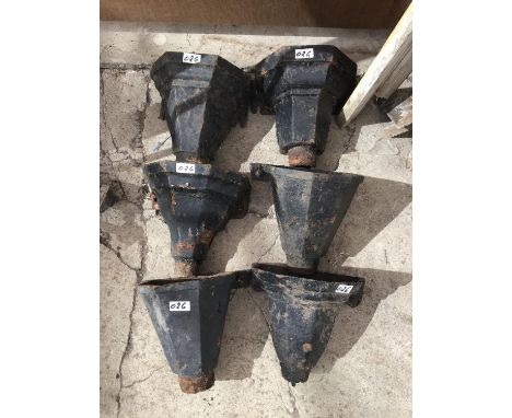 SIX CAST IRON DRAIN PIPE TOPS 