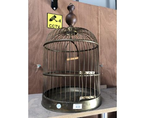 A VINTAGE BRASS BIRD CAGE 