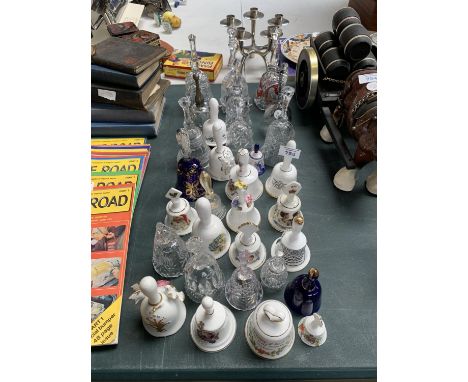 A COLLECTION OF GLASS AND CERAMIC BELLS 