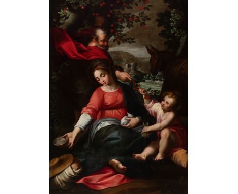 Italian school of the early seventeenth century. Follower of FEDERICO BAROCCI (Urbino, 1528-1612)."The Virgin of the cherries