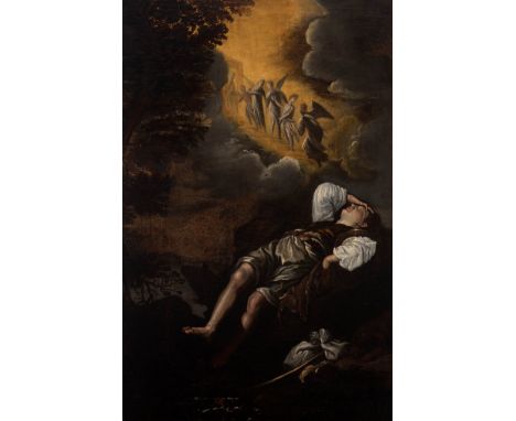 Circle of DOMENICO FETTI (Rome, 1589 - Venice, 16 April 1623)"Jacob's Dream.Oil on canvas. Re-tinted.It has repainting, resto