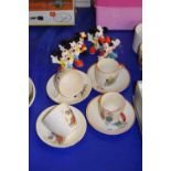 Disney figures, children's tea cups and saucers etc