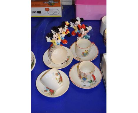 Disney figures, children's tea cups and saucers etc