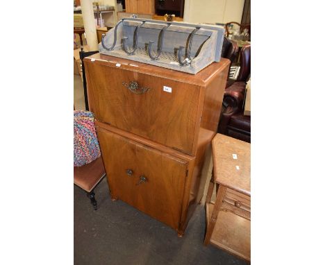 Vintage walnut veneered drinks cabinet (a/f)