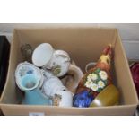 Novelty cockerel shaped tea pot, and other ceramics