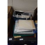 Box of various albums and stock books, world stamps, plus first day covers and various loose