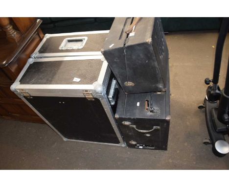 Large vintage projector, travelling PX4 field speaker and two flight cases