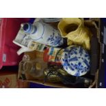 Box of mixed to include Toby jug, vintage Rockwell calculator and other items