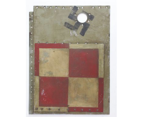 Aircraft maybe Spitfire panel, Polish interest, painted with Polish Airforce symbol plus one Swastika "Kill" emblem.  Sold as