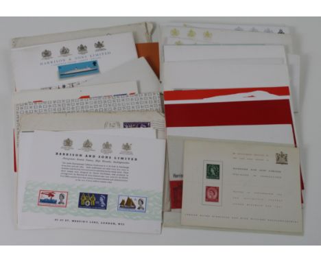 GB Harrison printer publicity presentation pack cards &amp; folders. Unusual collection from 1953 (first defs), 1958 Regional