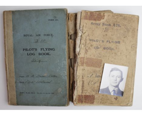 RAF pre WW2 pilots log books to F/Lieut H A Evans-Evans flying in various aircraft from 3-2-1925 to 23-10-1936 comes with por