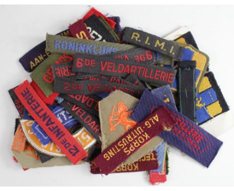 Cloth Formation Sign Badges: Dutch Army WW2 and later cloth formation sign badges and shoulder titles in excellent condition.