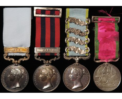 Army of India Medal 1851 with Ava clasp, impressed (Lieut W Halpin 26th N.I.), with India General Service Medal 1854 with Peg