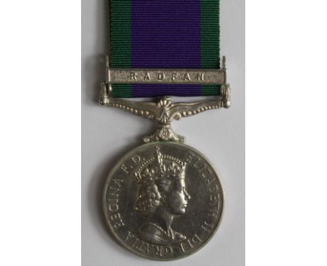 Campaign Service Medal clasp Radfan, awarded to Marine I. J. B. Jack, Royal Marines. RM.21240 I. J. B. Jack. MNE. R. M. NEF