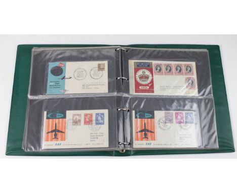 Flight Covers in stock album; variety inc Zeppelin item, BEA 1954 Special Helicopter Flight, S Africa, Australia etc good var