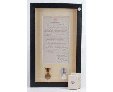 Rhodesia Medal 1980 named to 24432698 Dvr D H Owen RCT. (impressed naming), together with Zimbabwe Independence Medal, these 
