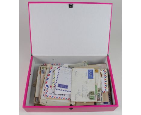 World Commercial Covers in pink boxfile, covering many countries &amp; era's. Some useful noted inc Baden 1850's cover, Germa