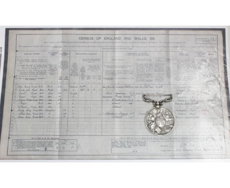 Army LSGC Medal QV named to 11852 Qr Mr Sgt J H G Hill RE. With copy service papers, born St Andrews, Plymouth