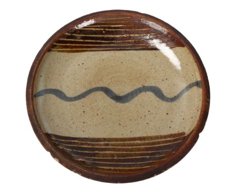 St Ives/Leach studio pottery, an early stoneware "Wave" plate, pottery mark to base, diameter 23cmA number of chips to edges.