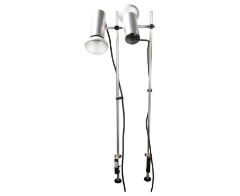 A pair of 1970s' Aluminium clamp lamps in the style of Peter Nelson for Architectural Lighting, approx height 65cmGood condit