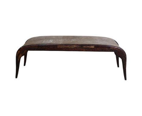 R &amp; Y Augusti, France, a palmwood and shagreen bench in the Art Deco manner with maker’s metal plaque, length 150cm, heig