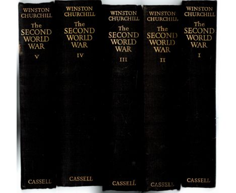 5 x Books The Second World War by Winston S Churchill Vols 1, 2, 3, 4, 5, 1948 1952 (one per year) First Edition Hardback Boo