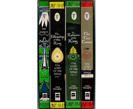 4 x Books The Hobbit and The Lord Of The Rings part 1, 2, 3, by J R R Tolkien 1996 New Edition Softback Books with Slipcase p