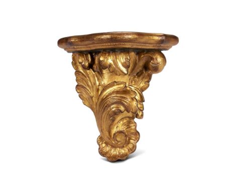 A GILTWOOD WALL BRACKET  IN 18TH CENTURY STYLE, 20TH CENTURY  26cm high, 25cm wide, 11cm deep overall  