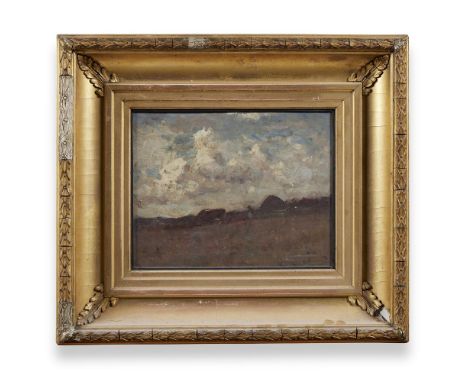 ATTRIBUTED TO GEORGE BOYLE (BRITISH 1842 - 1930) FIGURE WITH CATTLE IN A FIELD Oil on canvas 25 x 32cm (9¾ x 12½ in.)   Condi
