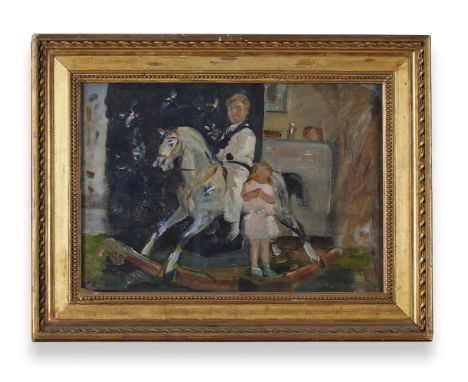 λ&nbspATTRIBUTED TO JAMES ARDEN GRANT (BRITISH 1885-1973) BOY ON A ROCKING HORSE  Oil on panel  25 x 35cm (9¾ x 13¾ in.)Prove