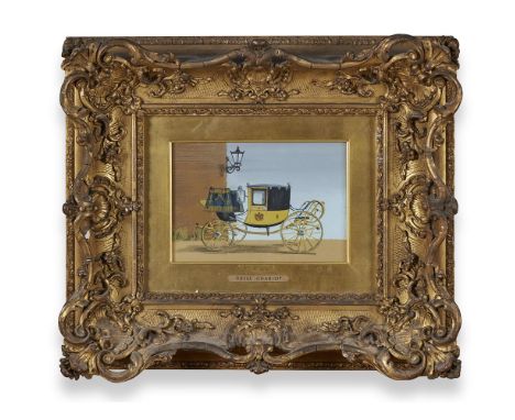 ENGLISH SCHOOL (20TH CENTURY) DESIGN FOR A DRESS CHARIOT Oil and bodycolour on board 13.5 x 20cm (5¼ x 7¾ in.)  Notice:  The 