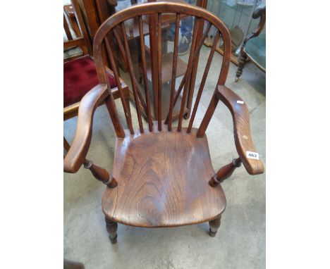 19thC Elm elbow chair with stick back             