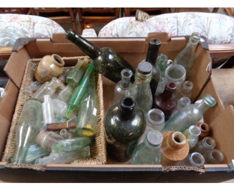 Collection of assorted Vintage Advertising bottles inc. Marshall brothers of Huntingdon, F Smith ginger beer of    