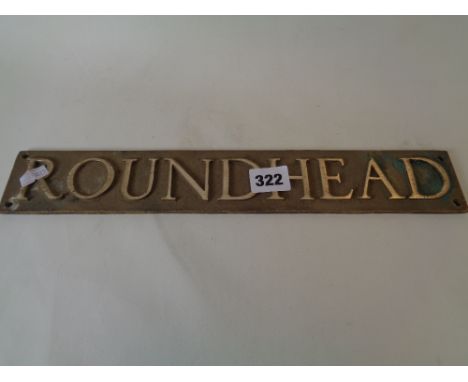 Steam Engine Brass Plaque 'Roundhead'               