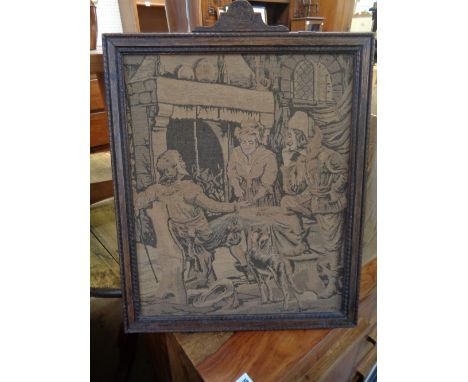 Oak Framed tapestry of a interior scene             