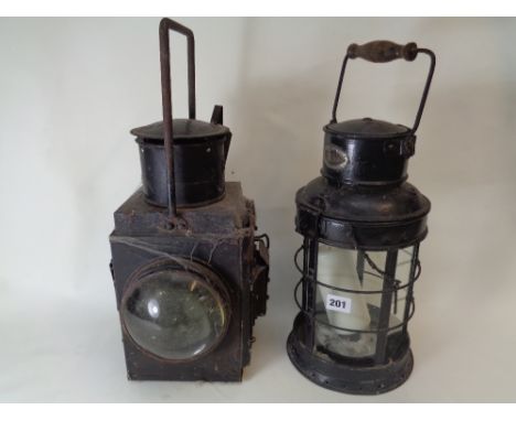 Large Antique British Rail Lamp and a Griffiths & Sons of Birmingham Storm Lamp      