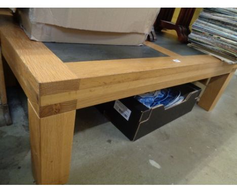 Light Oak Coffee table with marble inset top            