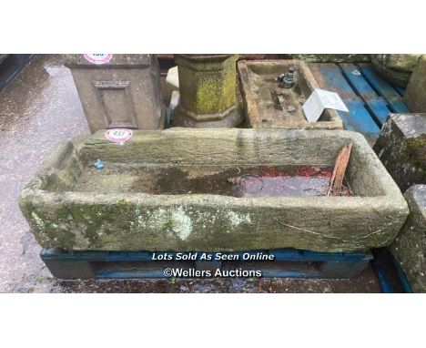 A STONE TROUGH, 119CM (L) X 34CM (W) X 27CM (D)