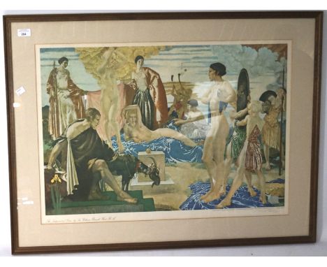 A William Russell Flint signed print, 'The Judgment of Paris', signed in pencil (lower right), 55cm x 77cm, framed and glazed