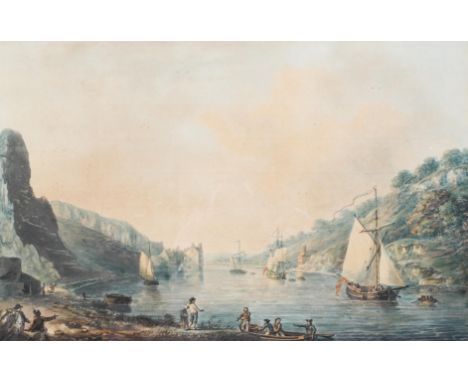 Nicholas Pocock, hand coloured print, 'Avon Gorge', signed and indistinctly dated lower left, 24cm x 37cm. 