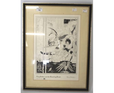Aubrey Beardsley, a signed and dated limited edition print titled "King Arthur and the Questing Beast" numbered 88/100. frame