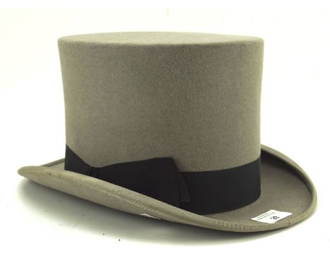 A vintage G A Dunn &amp; co grey top hat, size 7 1/8