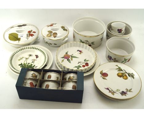 A collection of Royal Worcester Evesham kitchenalia, including pie dishes, tureens, plates, pots and more