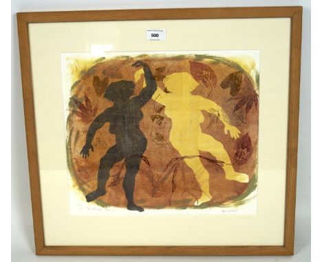 Helen Wakefield, (British, 21st Century), The Plumpy Dancers, mono print, signed and titled, inscribed verso, 34cm x 39cm and